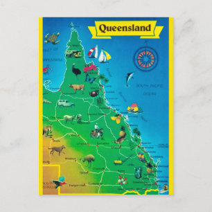 Cartão Postal Mapa de Queensland Austrália