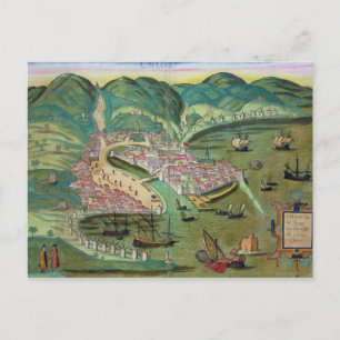 Cartão Postal Mapa de Quios, de 'Civitates Orbis Terrarum' de G