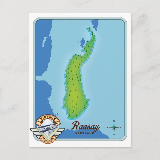 Cartão Postal Mapa de Raasay Escócia (Frente)