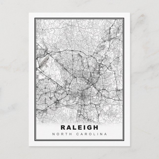Cartão Postal Mapa de Raleigh (Frente)