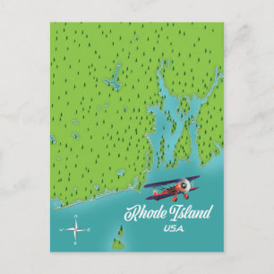 Cartão Postal Mapa de Rhode Island USA