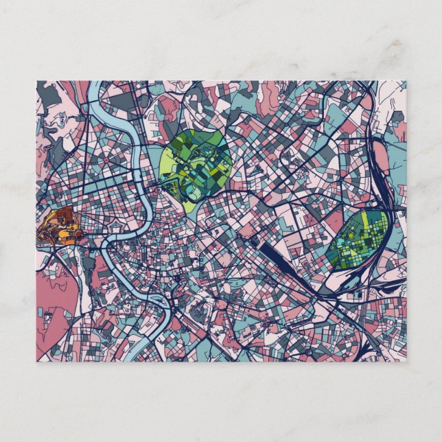 Cartão Postal Mapa de Roma Itália (Frente)