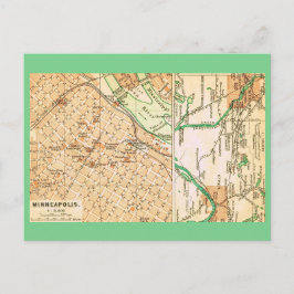 Cartão Postal Mapa de Rua Antigo de Minneapolis