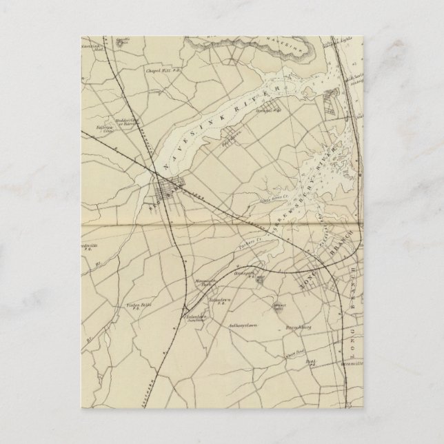 Cartão Postal Mapa de Sandy Hook para Tubarão (Frente)