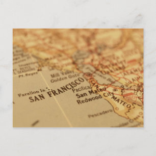 Cartão Postal Mapa de São Francisco, CA Vintage