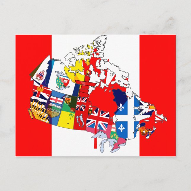 Cartão Postal Mapa de Sinalizador Canadense (Frente)