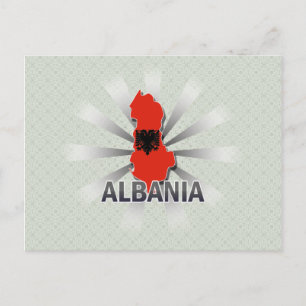 Cartão Postal Mapa de Sinalizador da Albânia 2.0