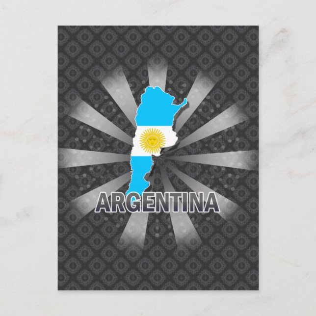 Cartão Postal Mapa de Sinalizador da Argentina 2.0 (Frente)