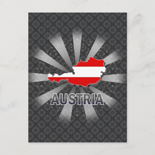 Cartão Postal Mapa de Sinalizador da Áustria 2.0 (Frente)
