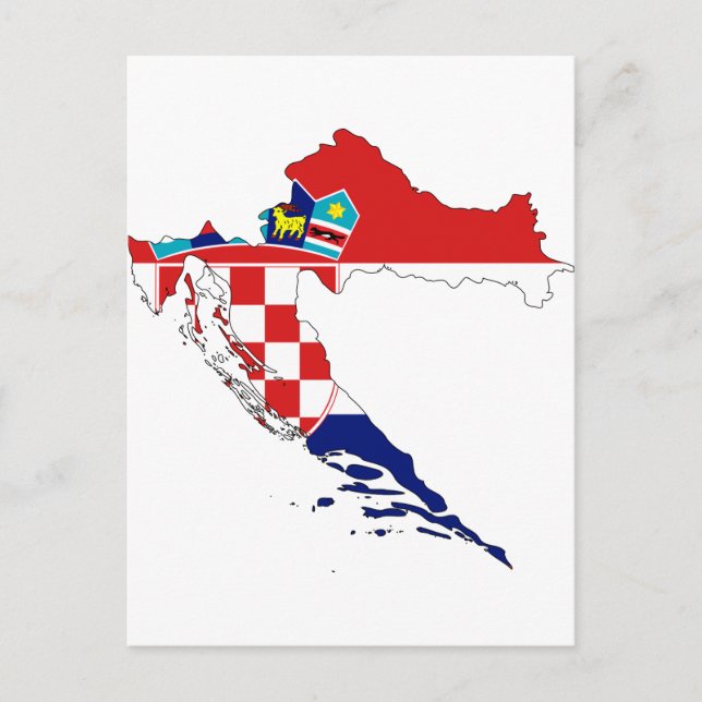 Cartão Postal Mapa de Sinalizador da Croácia HR Hrvatska (Frente)