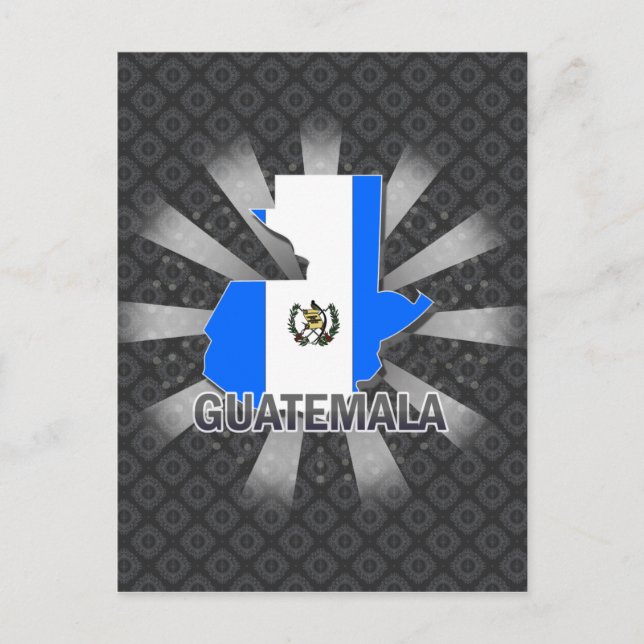 Cartão Postal Mapa de Sinalizador da Guatemala 2.0 (Frente)