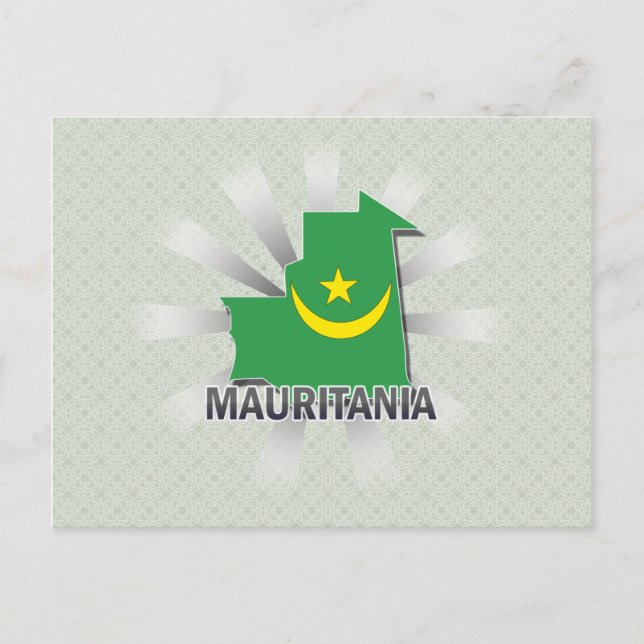 Cartão Postal Mapa de Sinalizador da Mauritânia 2.0 (Frente)