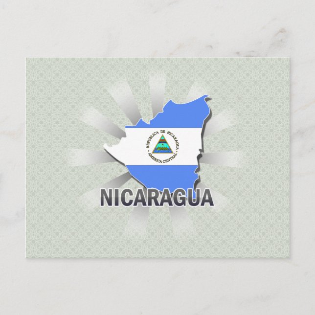 Cartão Postal Mapa de Sinalizador da Nicarágua 2.0 (Frente)