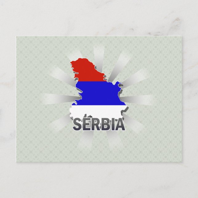 Cartão Postal Mapa de Sinalizador da Sérvia 2.0 (Frente)