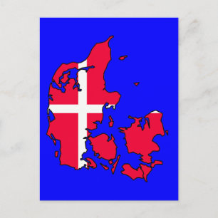 Cartão Postal mapa de sinalizador de denmark