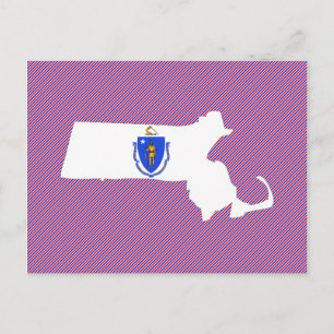 Cartão Postal Mapa de Sinalizador de Massachusetts