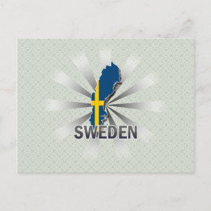 Cartão Postal Mapa de Sinalizador de suecia 2.0