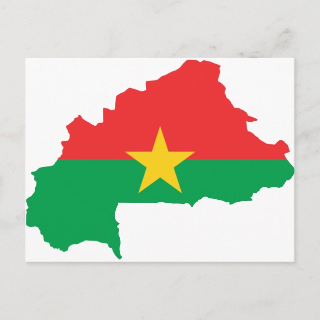Cartão Postal Mapa de Sinalizador do Burkina Faso BF (Frente)