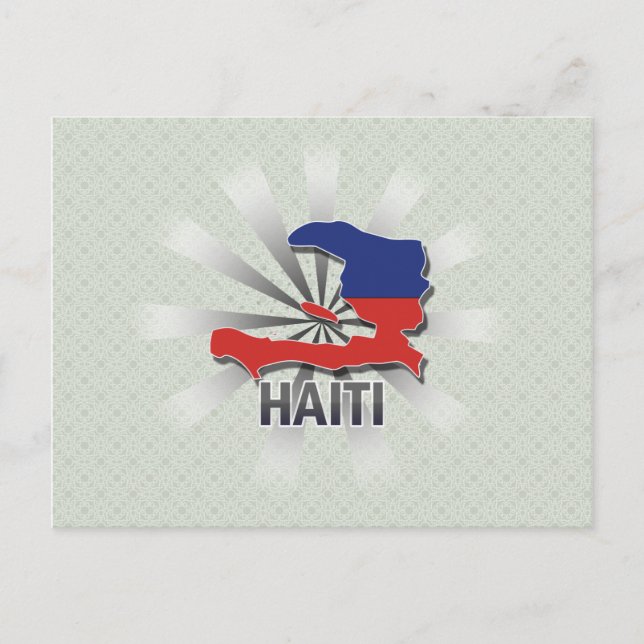 Cartão Postal Mapa de Sinalizador do Haiti 2.0 (Frente)