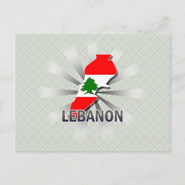 Cartão Postal Mapa de Sinalizador do Líbano 2.0 (Frente)