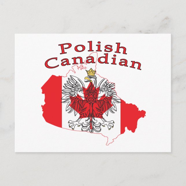 Cartão Postal Mapa de Sinalizador Polonês Canadense (Frente)