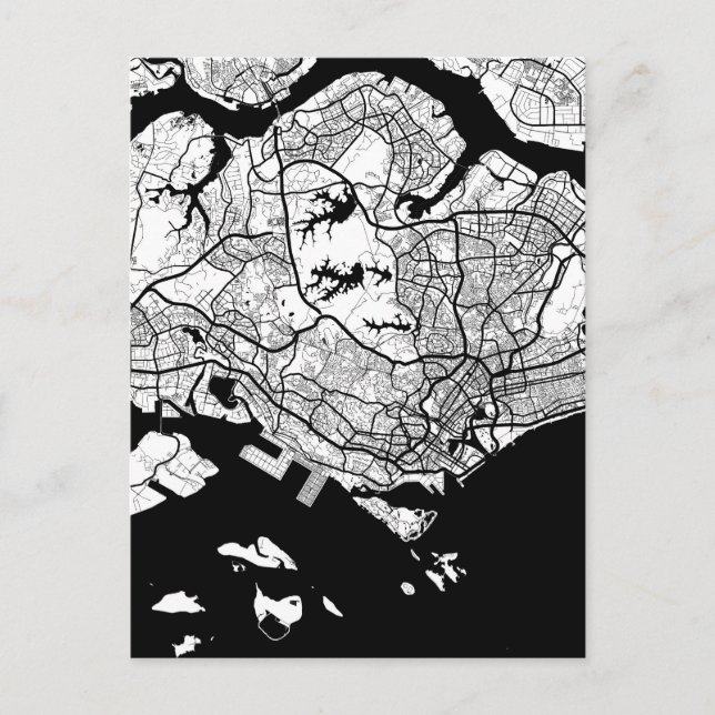 Cartão Postal Mapa de Singapura (Frente)