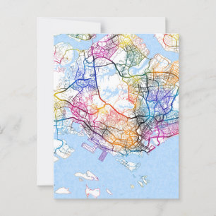 Cartão Postal Mapa de Singapura