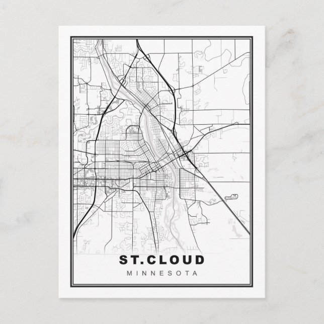 Cartão Postal Mapa de St Cloud (Frente)