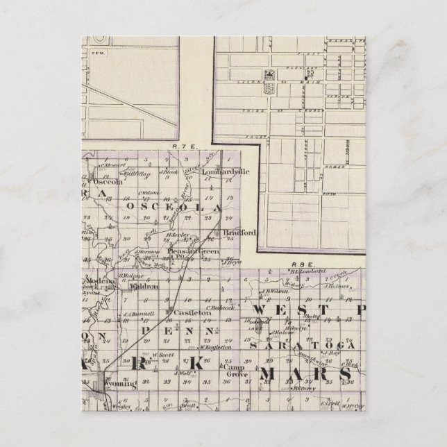 Cartão Postal Mapa de Stark e parte oeste de Marshall (Frente)