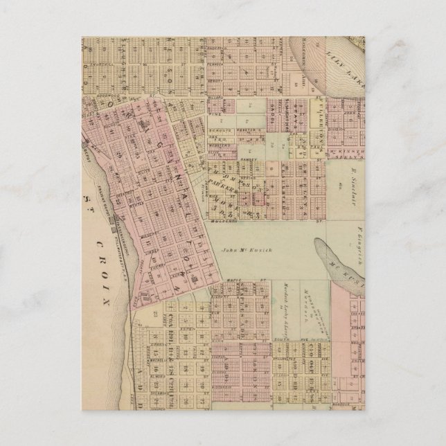 Cartão Postal Mapa de Stillwater, Washington County, Minnesota (Frente)