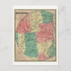 Cartão Postal Mapa de Stoddard da Selvagem de Adirondack, 1883