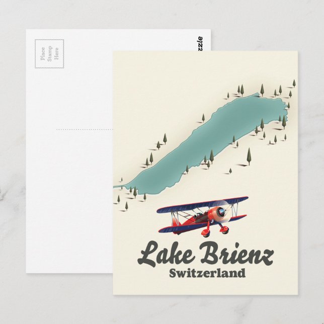 Cartão Postal Mapa de Suiças do Lago Brienz (Frente/Verso)