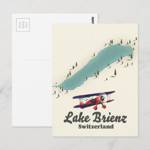 Cartão Postal Mapa de Suiças do Lago Brienz
