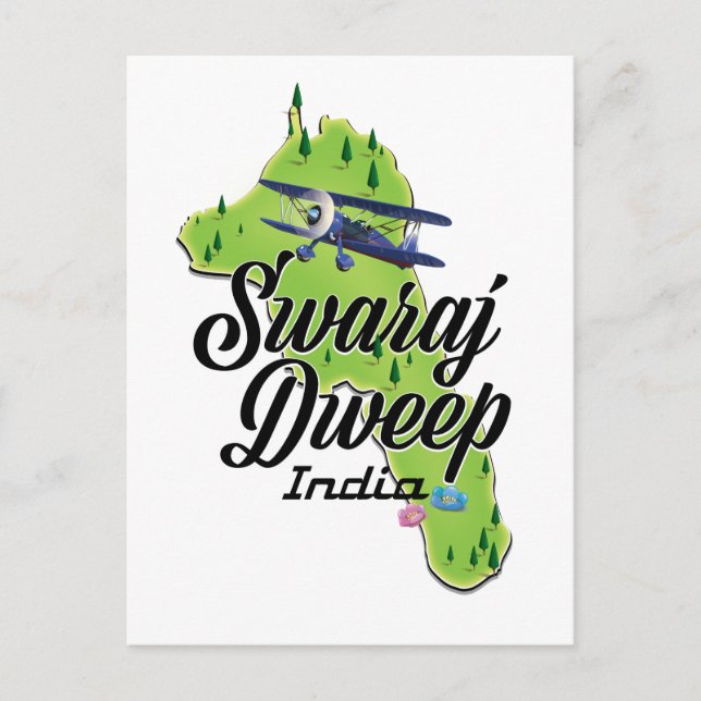 Cartão Postal Mapa de Swaraj Dweep Índia (Frente)