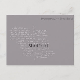 Cartão Postal Mapa de Tipografia de Sheffield