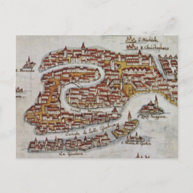 Cartão Postal Mapa de Veneza (1649) (Frente)