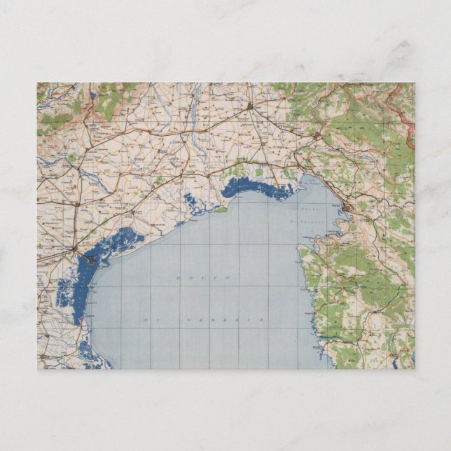 Cartão Postal Mapa de Veneza, Itália (Frente)