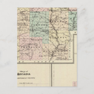 Cartão Postal Mapa de Vernon County, Arcadia e Viroqua