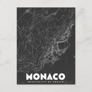 Cartão Postal Mapa de Viagem Antigo de Mônaco