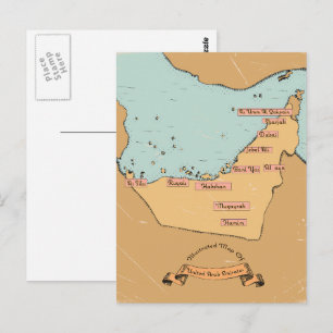 Cartão Postal Mapa de viagem antigo do Bahrein