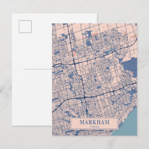 Cartão Postal Mapa de Viagem da Cidade Agradável Markham Canadá