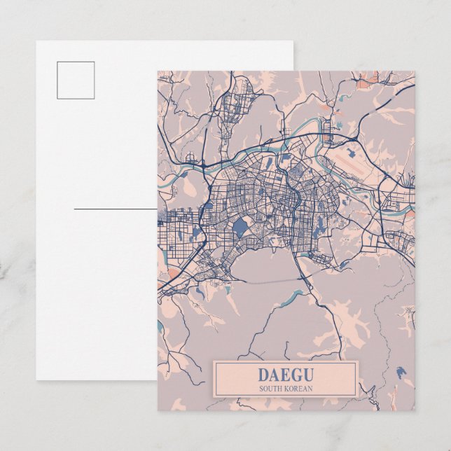 Cartão Postal Mapa de viagem da cidade arejada de Daegu, Coreia  (Frente/Verso)