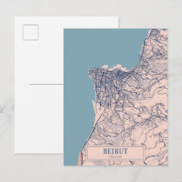 Cartão Postal Mapa de Viagem da Cidade Ventilada de Beirute Líba