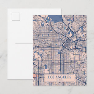 Cartão Postal Mapa de Viagem da Cidade Ventilada de Los Angeles