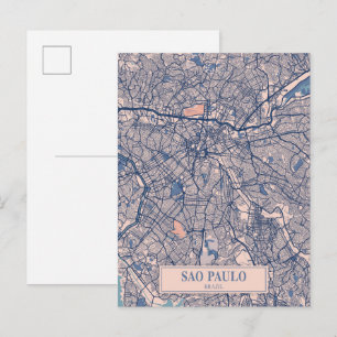 Cartão Postal Mapa de Viagem da Cidade Ventilada de São Paulo Br