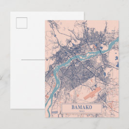 Cartão Postal Mapa de viagem da cidade ventosa de Bamaco Mali