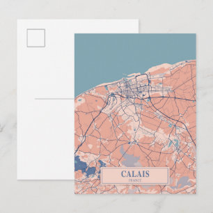 Cartão Postal Mapa de viagem da cidade ventosa de Calais França