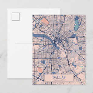 Cartão Postal Mapa de viagem da cidade ventosa de Dallas Texas E