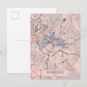 Cartão Postal Mapa de viagem da cidade ventosa de Florença Itáli