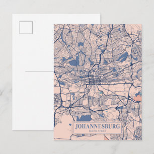 Cartão Postal Mapa de viagem da cidade ventosa de Joanesburgo Áf